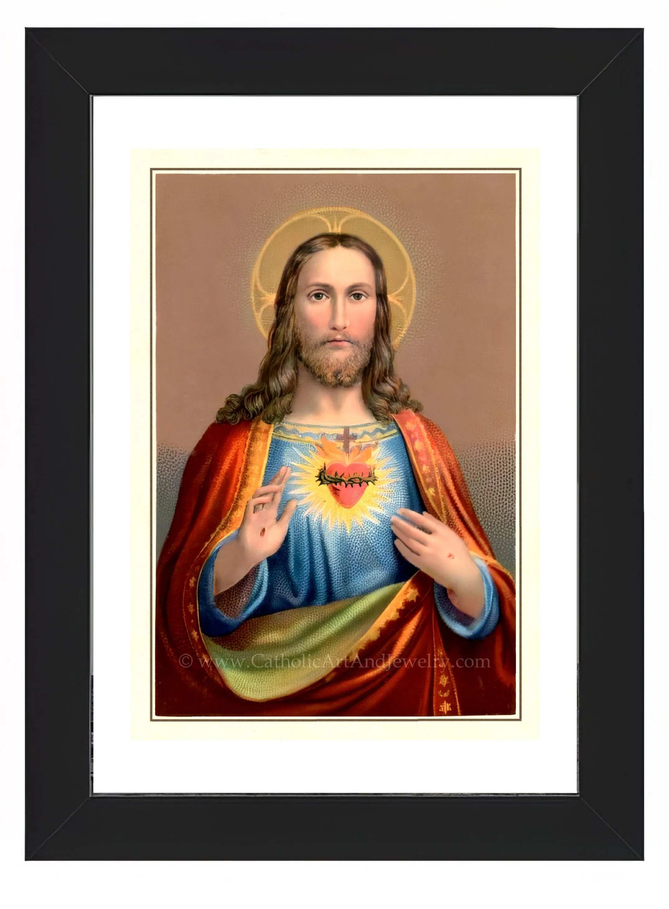 Sacred Heart of Jesus – Benziger – based on a Vintage Holy Card – Catholic Art Print – Archival Quality