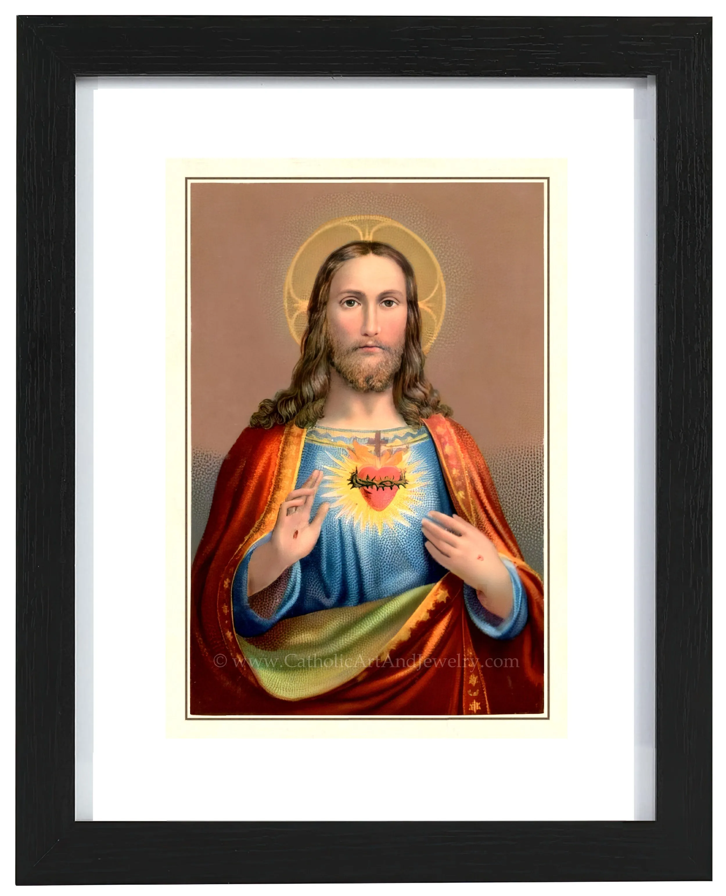 Sacred Heart of Jesus – Benziger – based on a Vintage Holy Card – Catholic Art Print – Archival Quality