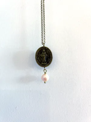 SALE Mother Mary Medallion Necklace