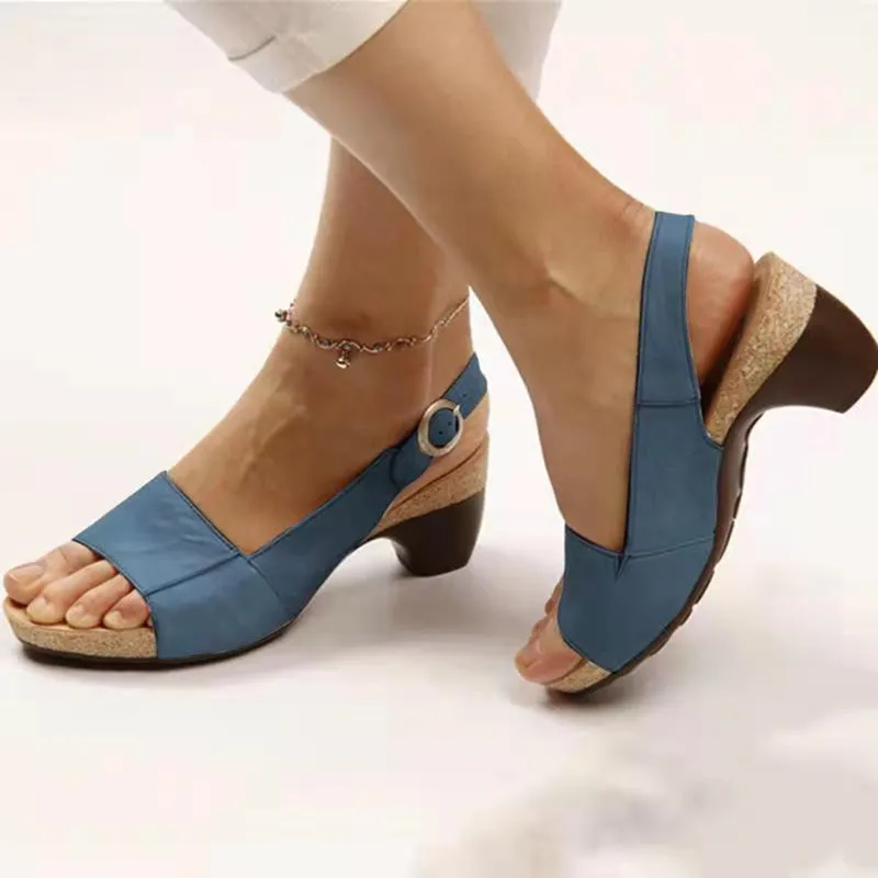 Sandals Summer Sandals Elegant Chunky Heels Sandals Shoes Lightweight Heels Platform Sandalias Mujer