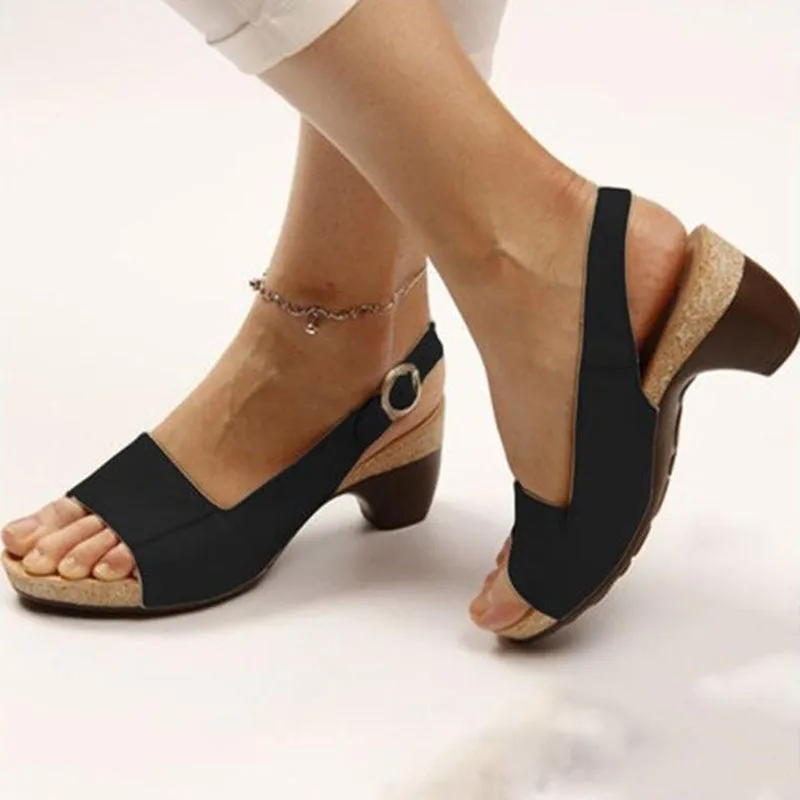 Sandals Summer Sandals Elegant Chunky Heels Sandals Shoes Lightweight Heels Platform Sandalias Mujer