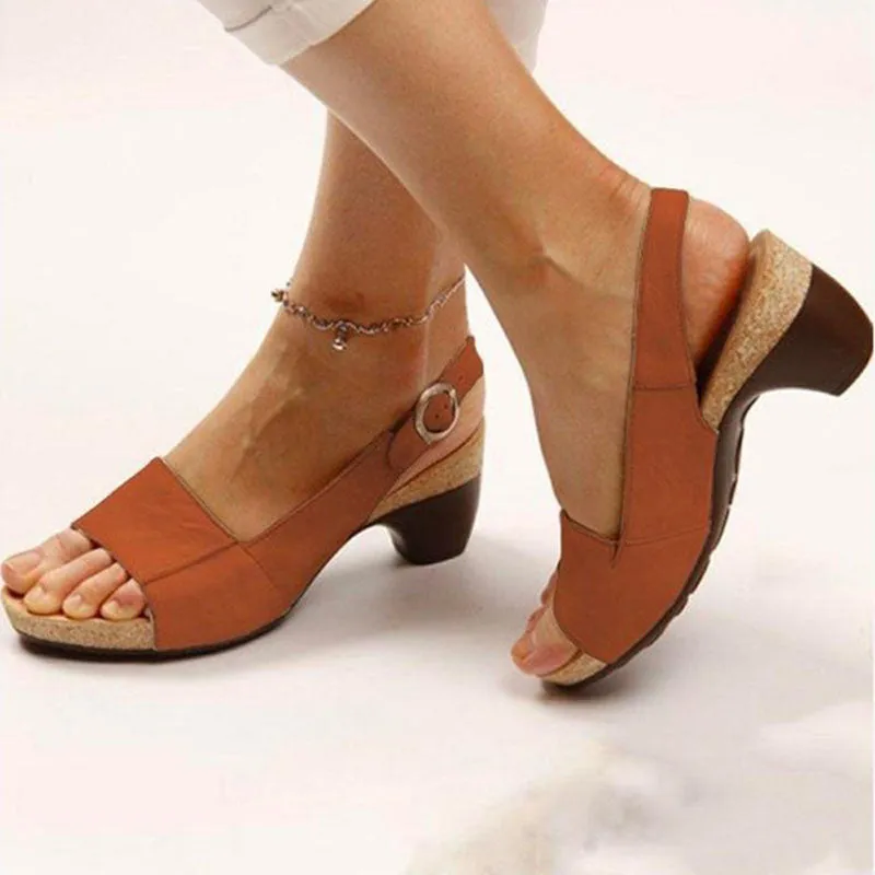 Sandals Summer Sandals Elegant Chunky Heels Sandals Shoes Lightweight Heels Platform Sandalias Mujer
