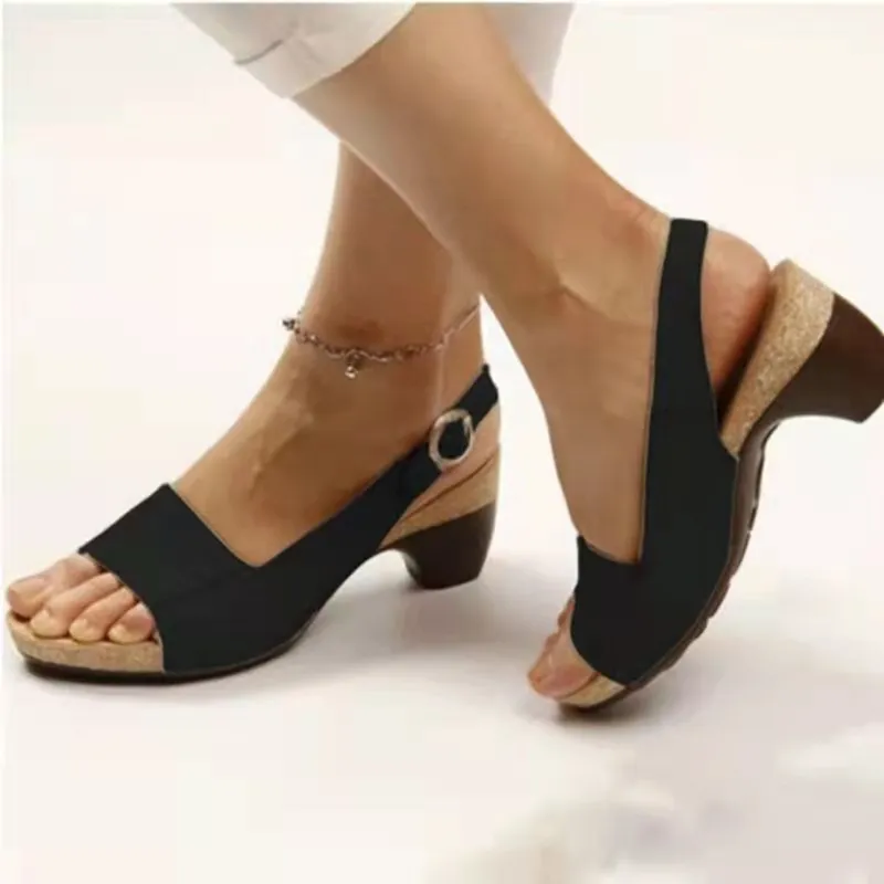 Sandals Summer Sandals Elegant Chunky Heels Sandals Shoes Lightweight Heels Platform Sandalias Mujer