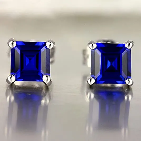 Sapphire 925 Sterling Silver Stud Earring
