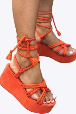 Saskia - Trendy Open Toe Look Woman's Flats Sandals