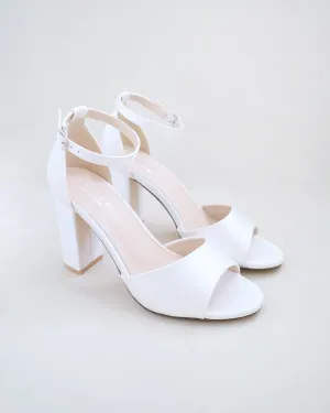 Satin Block Heel Wedding Sandals