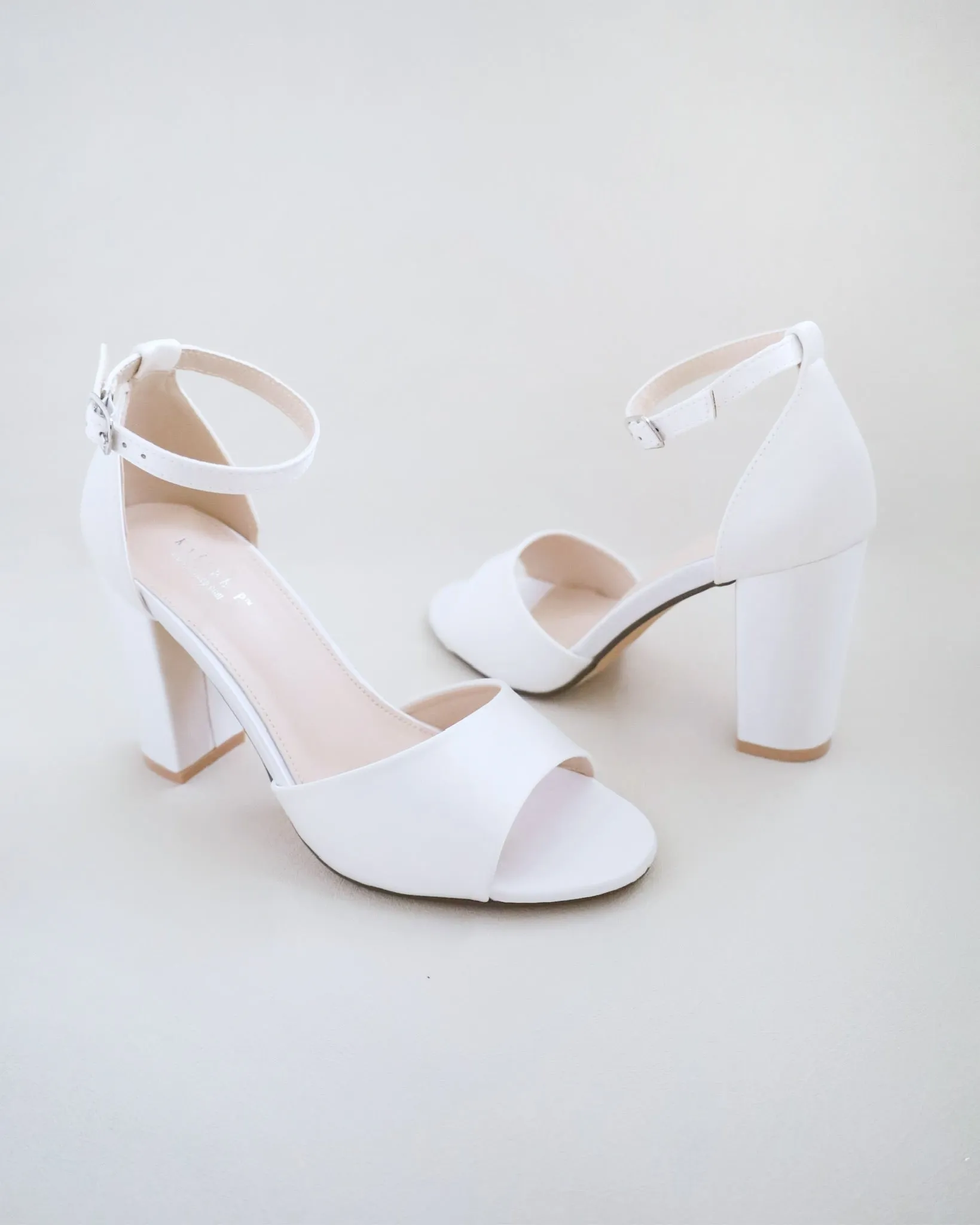 Satin Block Heel Wedding Sandals