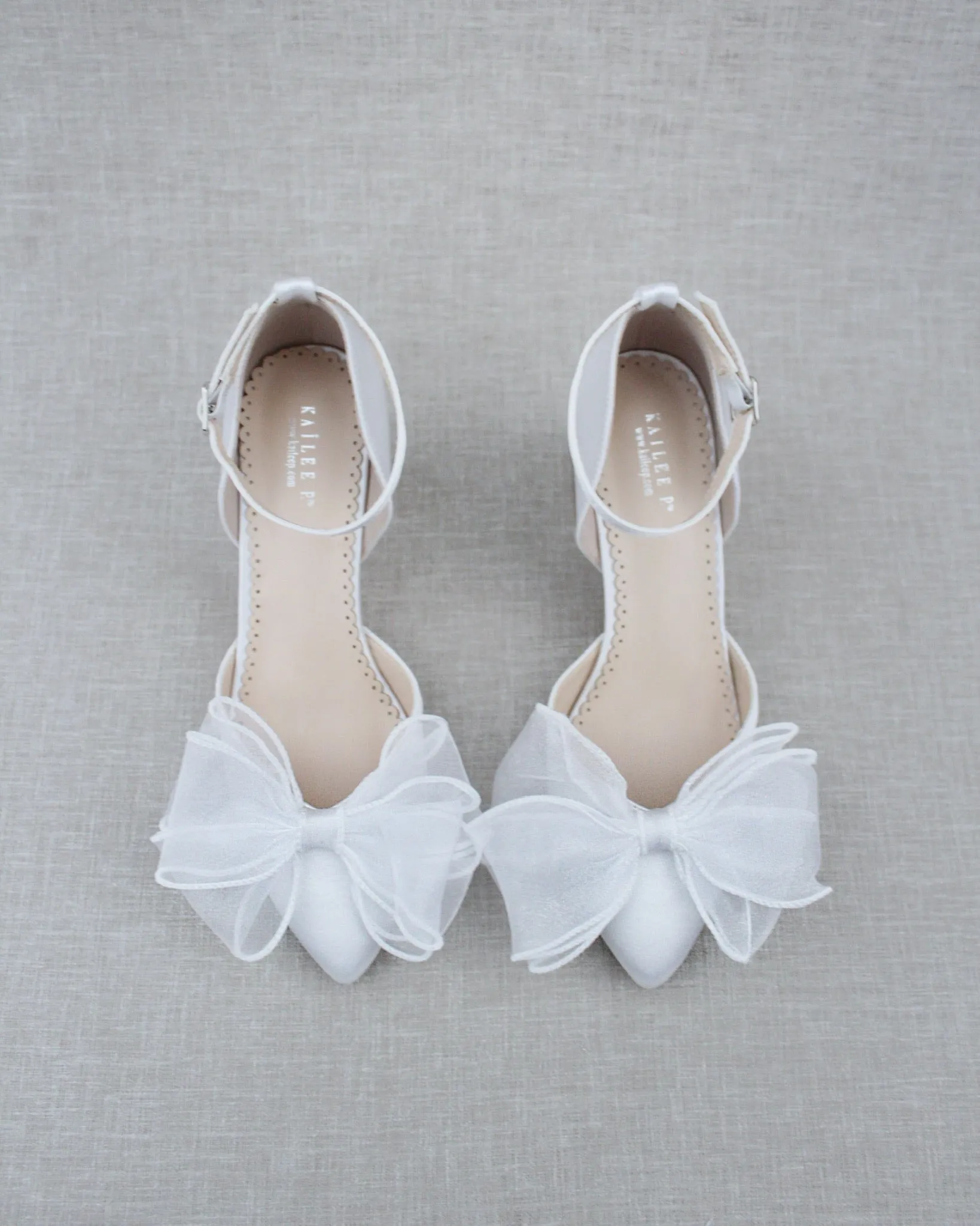 Satin Block Heel with Layered Organza Bow for Brides