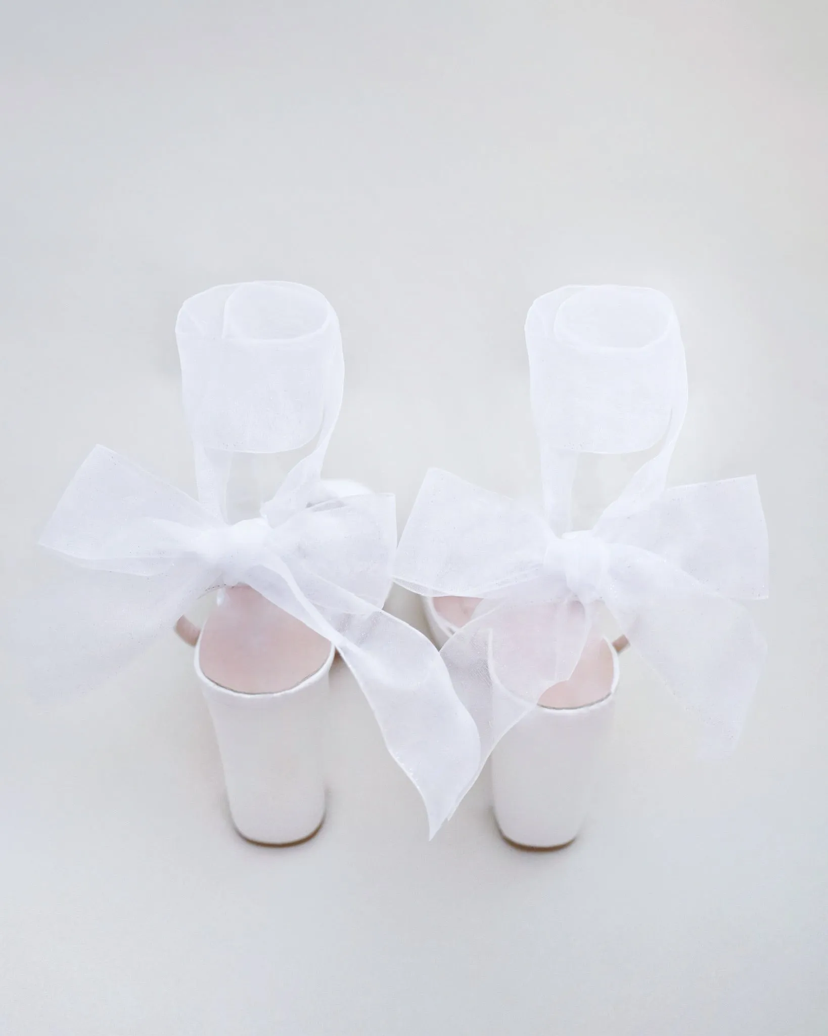 Satin Platform Block Heel Wedding Sandals with Wrapped Ribbon Tie