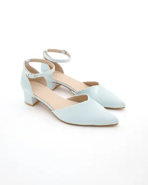 Satin Pointy Toe Low Block Heels Wedding Shoes