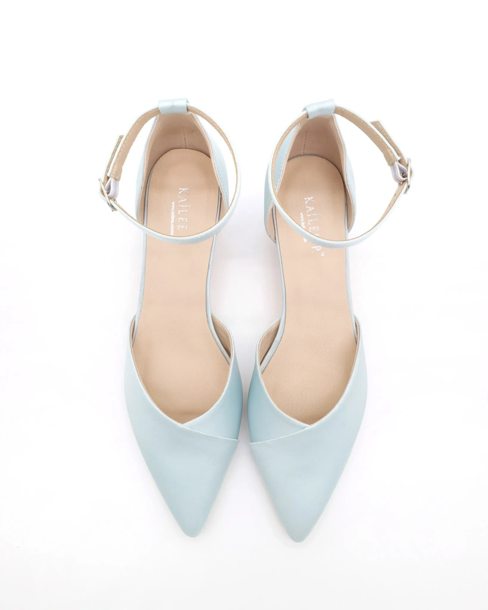 Satin Pointy Toe Low Block Heels Wedding Shoes