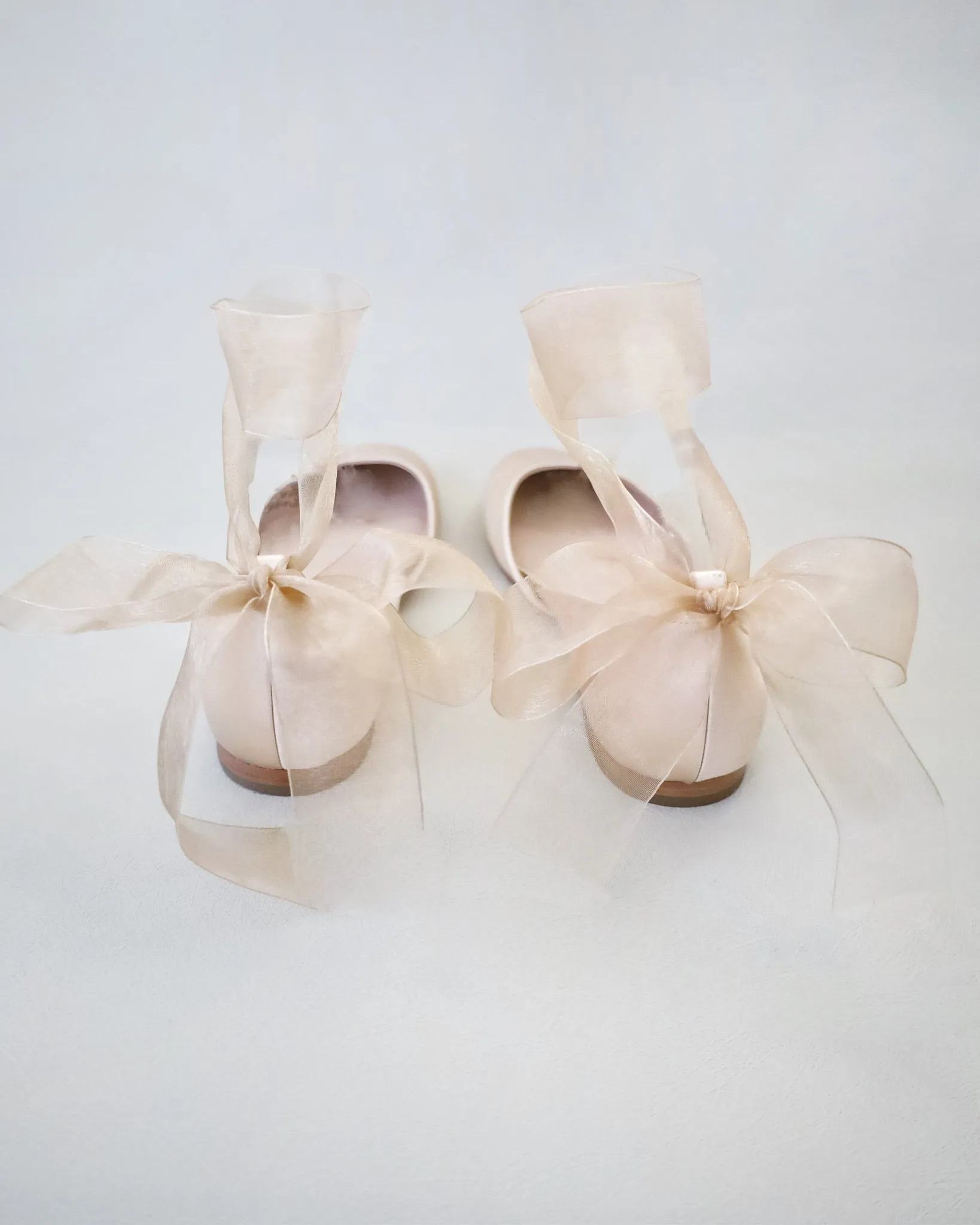 Satin Round Toe Evening Flat with Wrapped Ribbon Tie