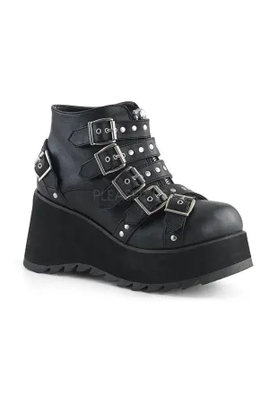 SCENE-30 Demonia Wedge | Black Faux Leather