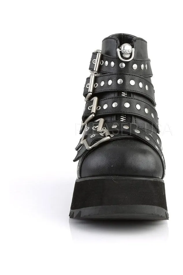 SCENE-30 Demonia Wedge | Black Faux Leather