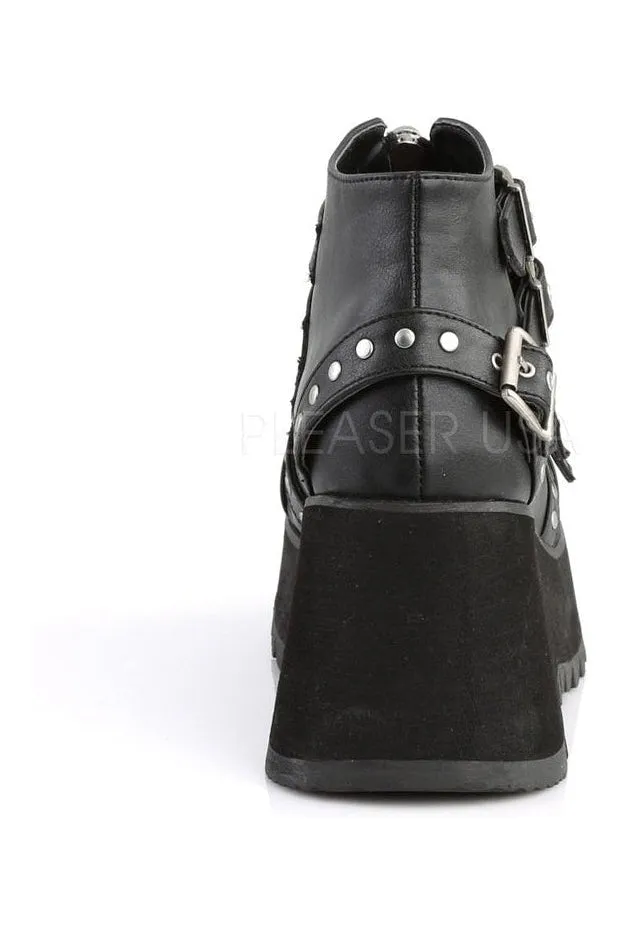 SCENE-30 Demonia Wedge | Black Faux Leather