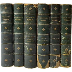 Set of Six English Leather Books: Works of George Eliot
