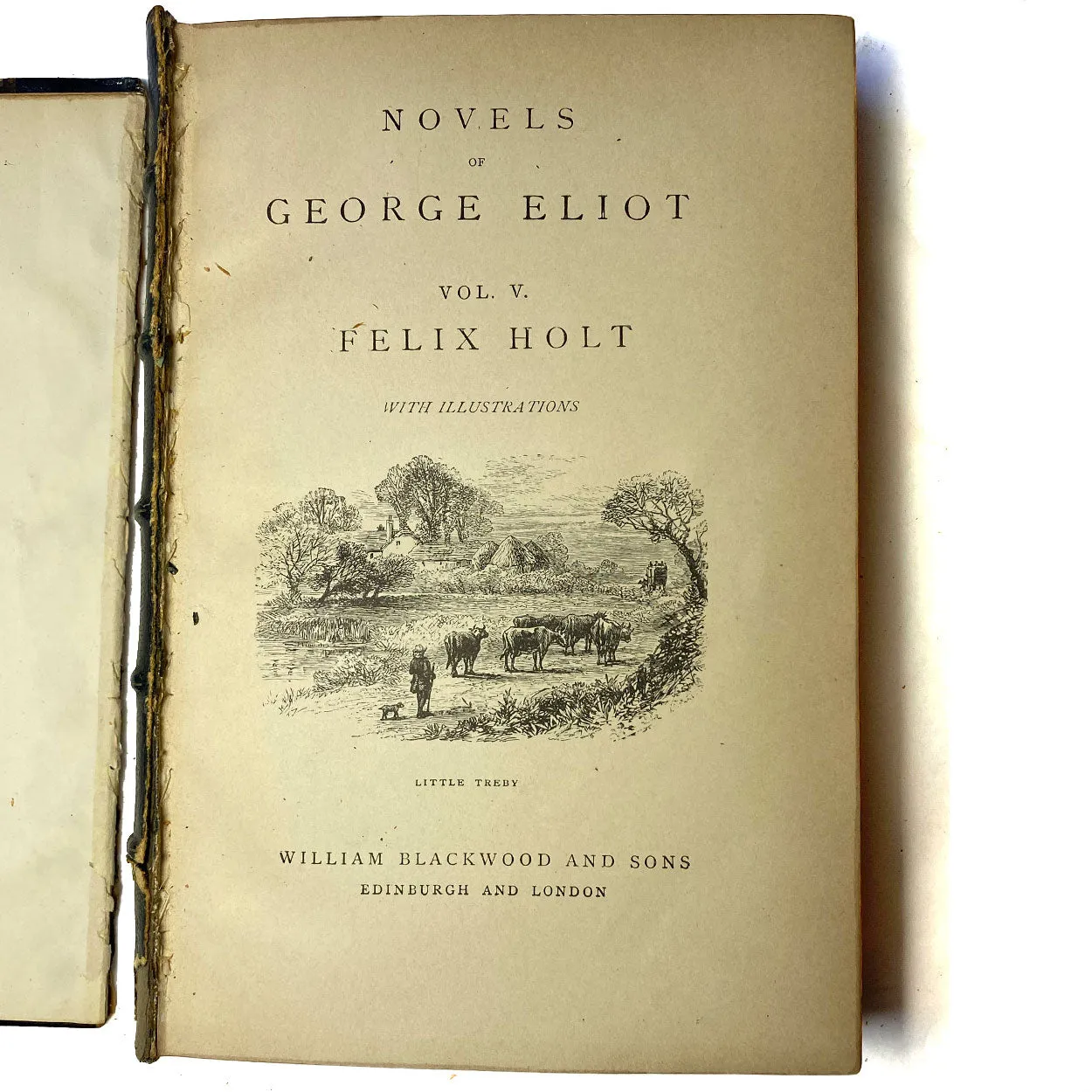 Set of Six English Leather Books: Works of George Eliot
