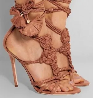 Sexy Rope Knot High Heel Sandals