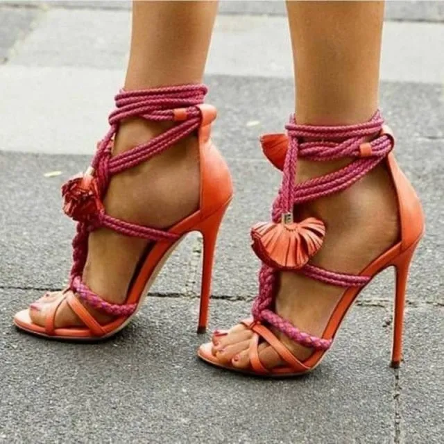 Sexy Rope Knot High Heel Sandals