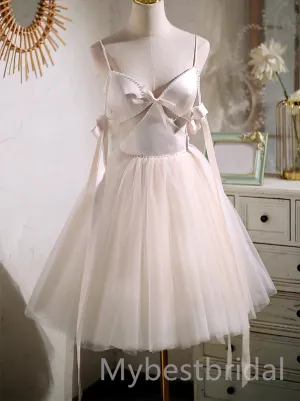 Sexy V-neck Bow knot Sleeveless A-line Short Mini Homecoming Dress,  HDS0100