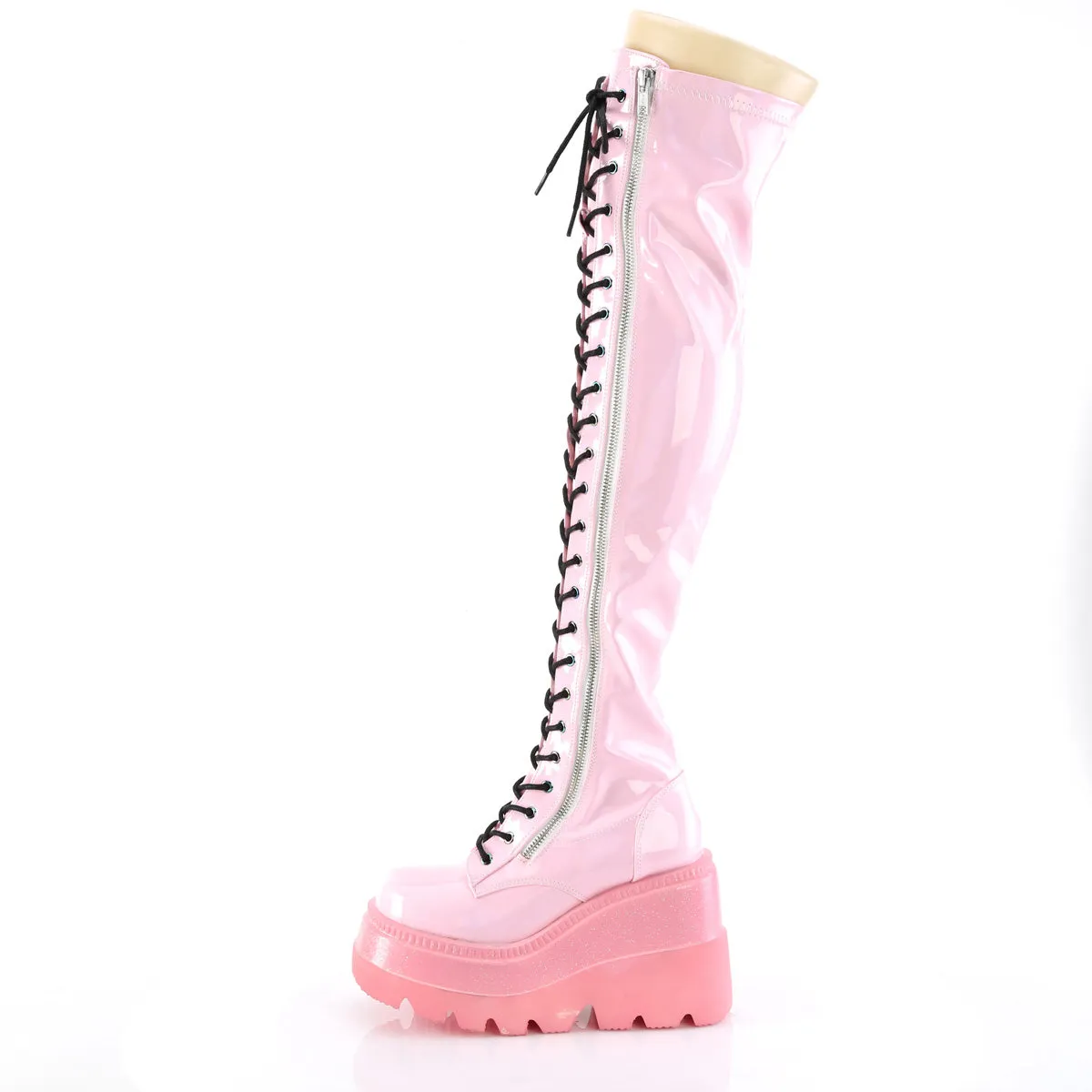 SHAKER-374-1  Baby Pink Hologram Stretch Patent