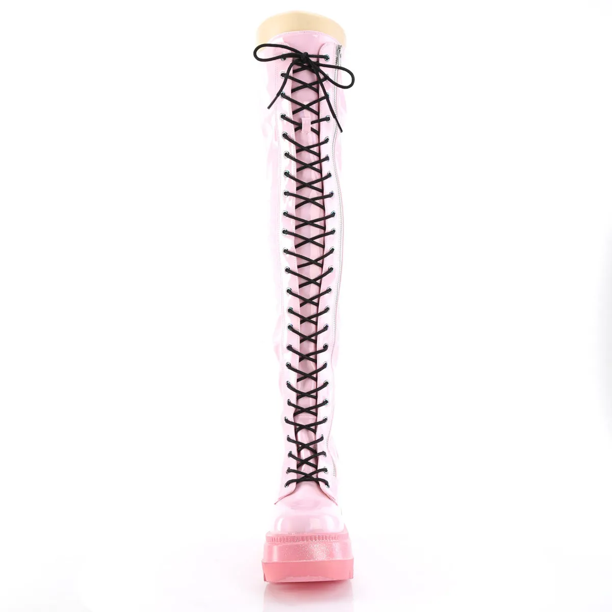 SHAKER-374-1  Baby Pink Hologram Stretch Patent