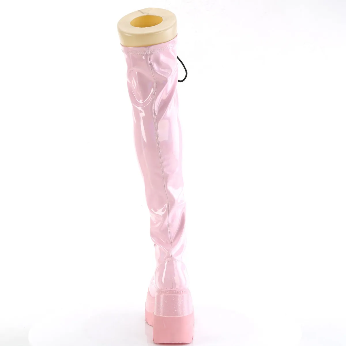 SHAKER-374  Baby Pink Hologram Stretch Patent