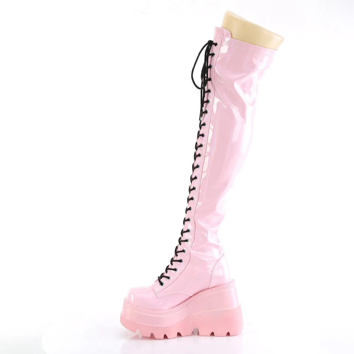 SHAKER-374  Baby Pink Hologram Stretch Patent