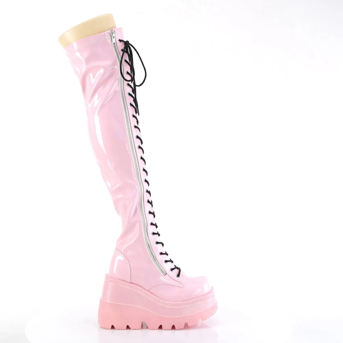 SHAKER-374  Baby Pink Hologram Stretch Patent