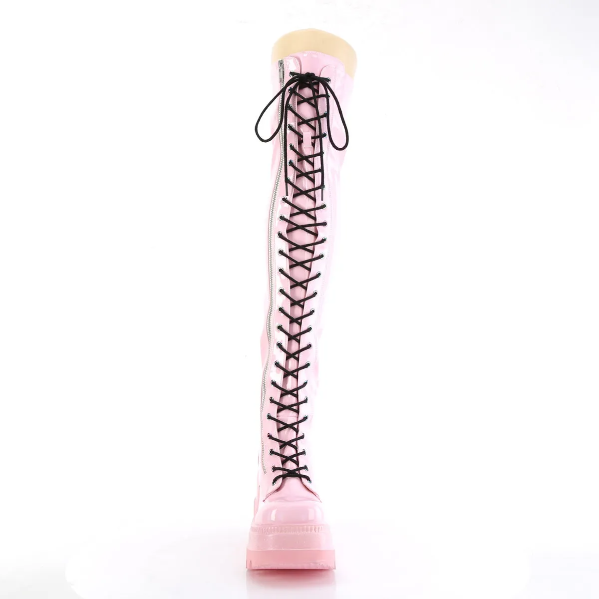 SHAKER-374  Baby Pink Hologram Stretch Patent