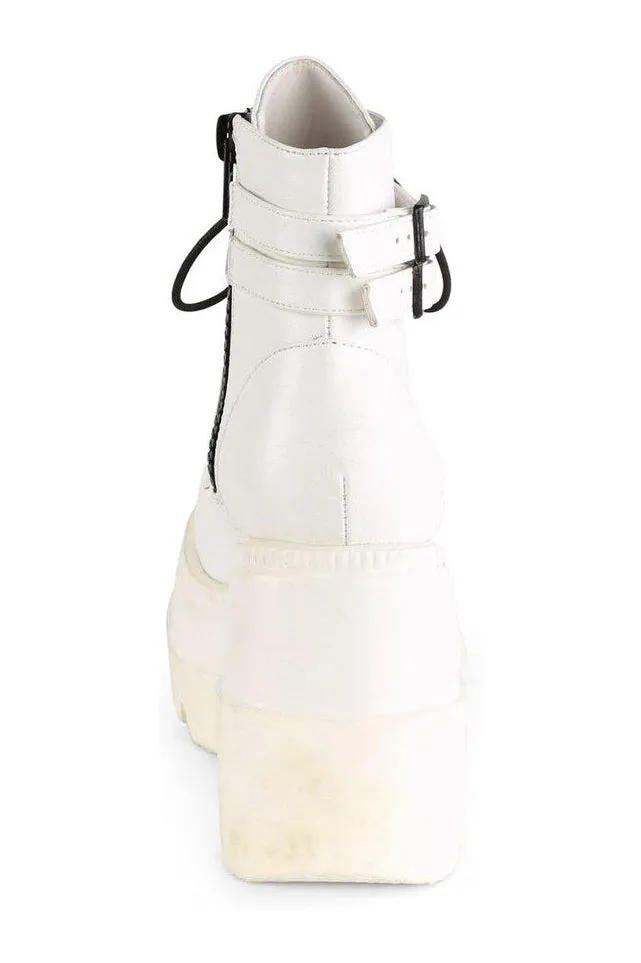 SHAKER-52 Ankle Boot | White Faux Leather