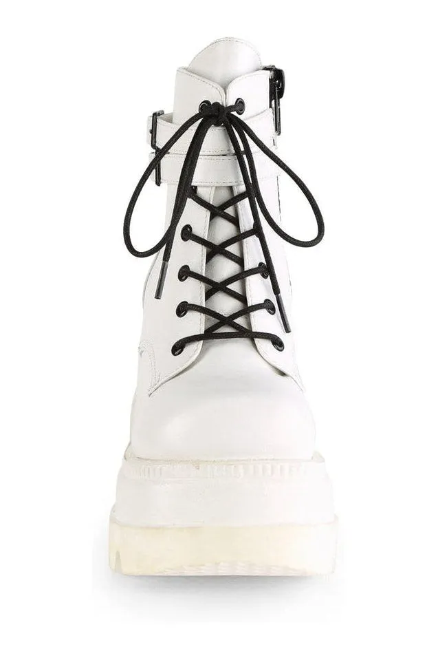 SHAKER-52 Ankle Boot | White Faux Leather