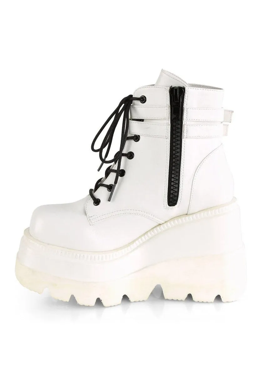 SHAKER-52 Ankle Boot | White Faux Leather