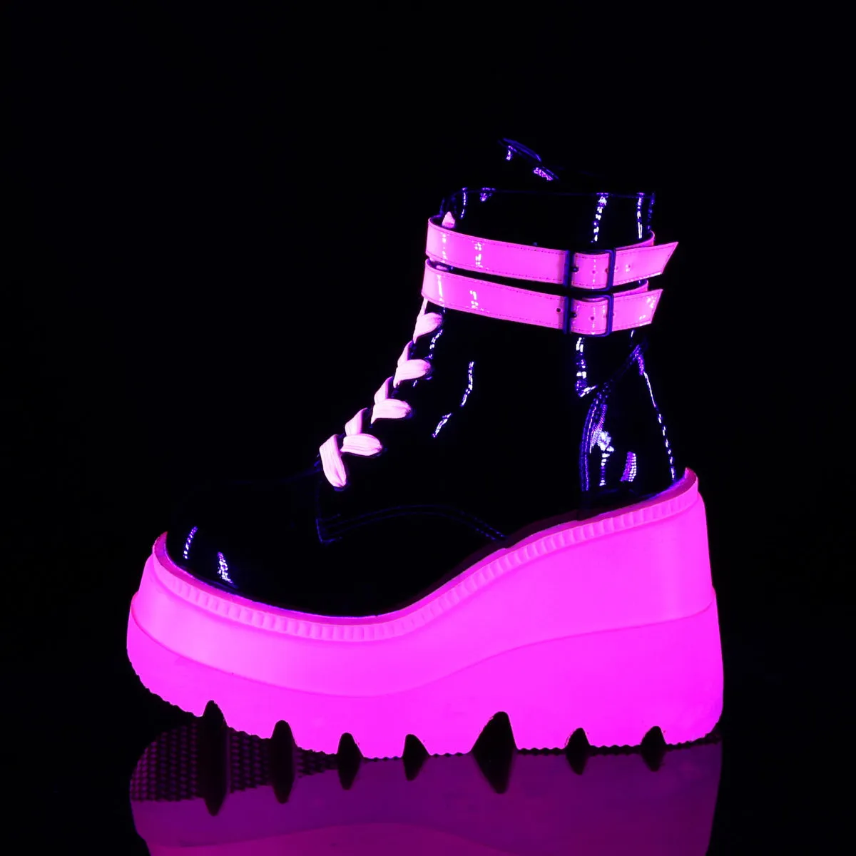 SHAKER-52  Black Patent-UV Neon Pink
