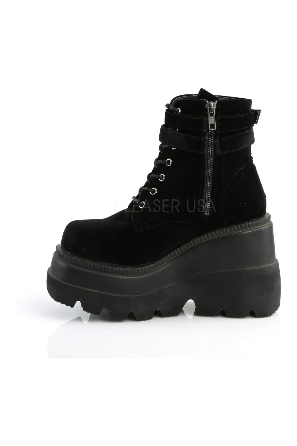 SHAKER-52 Demonia Wedge | Black Velvet