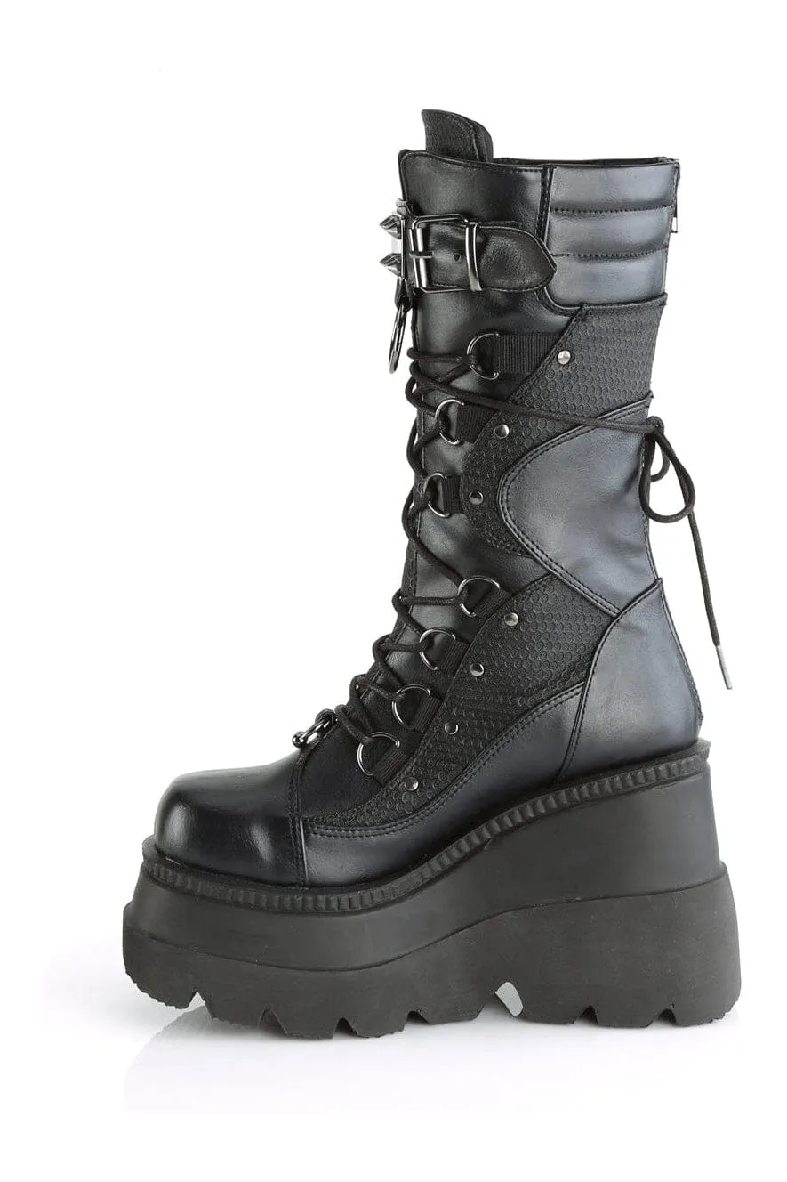SHAKER-70 Black Vegan Leather Knee Boot
