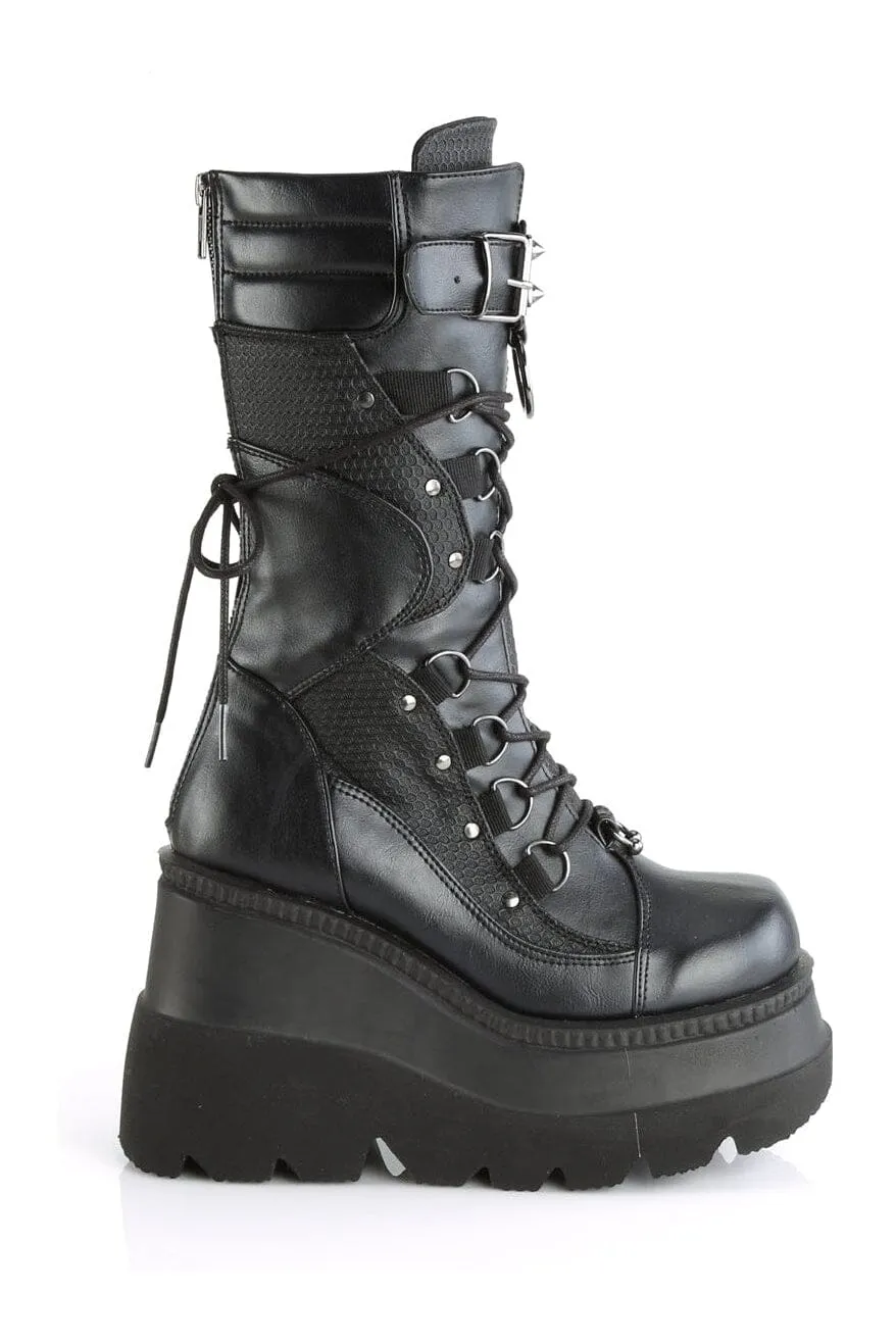SHAKER-70 Black Vegan Leather Knee Boot