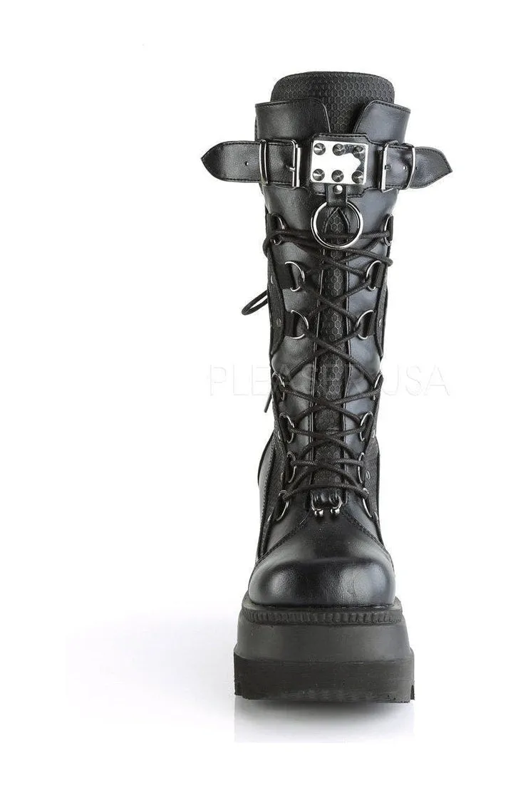 SHAKER-70 Combat Boot | Black Faux Leather