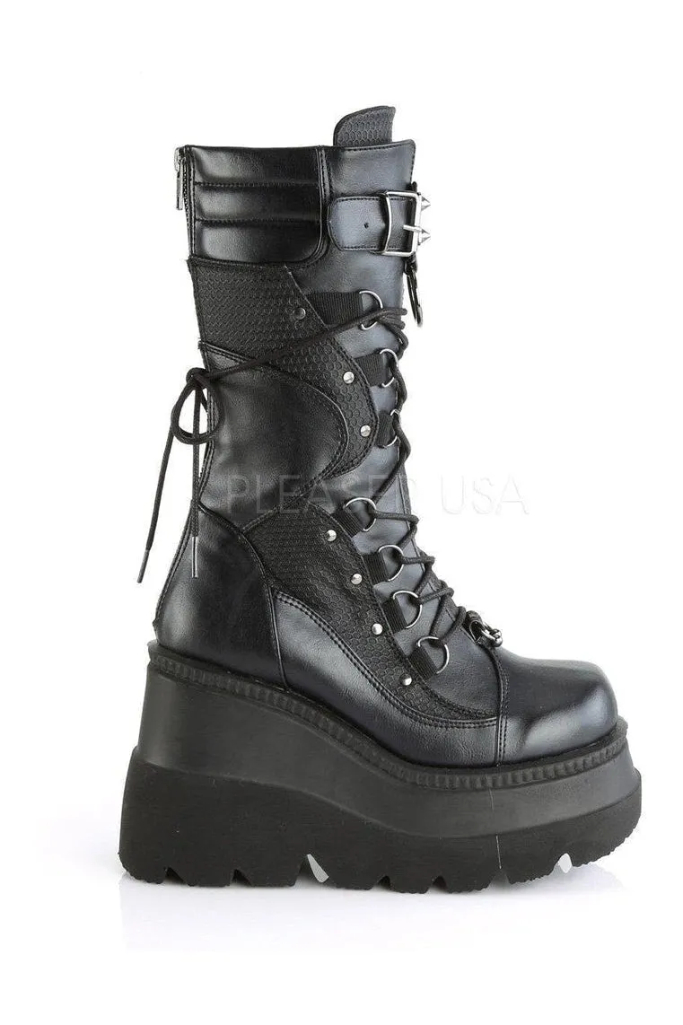 SHAKER-70 Combat Boot | Black Faux Leather