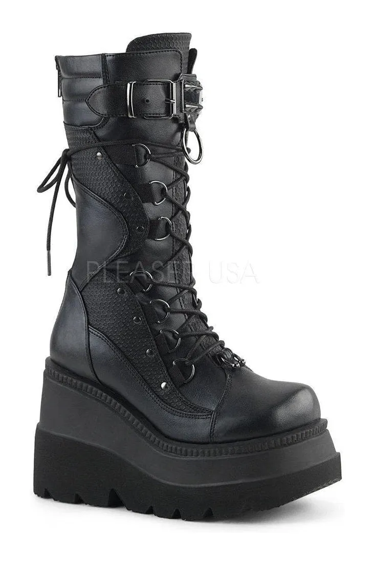 SHAKER-70 Combat Boot | Black Faux Leather