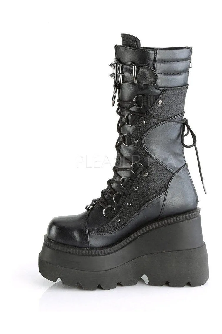 SHAKER-70 Combat Boot | Black Faux Leather