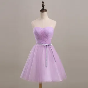 Short Bridesmaid Dress, Sleeveless A-Line Bridesmaid Dress, Sweet Heart Bridesmaid Dress, Tulle Bridesmaid dress, Knee-Length Wedding Party Dress, LB0377