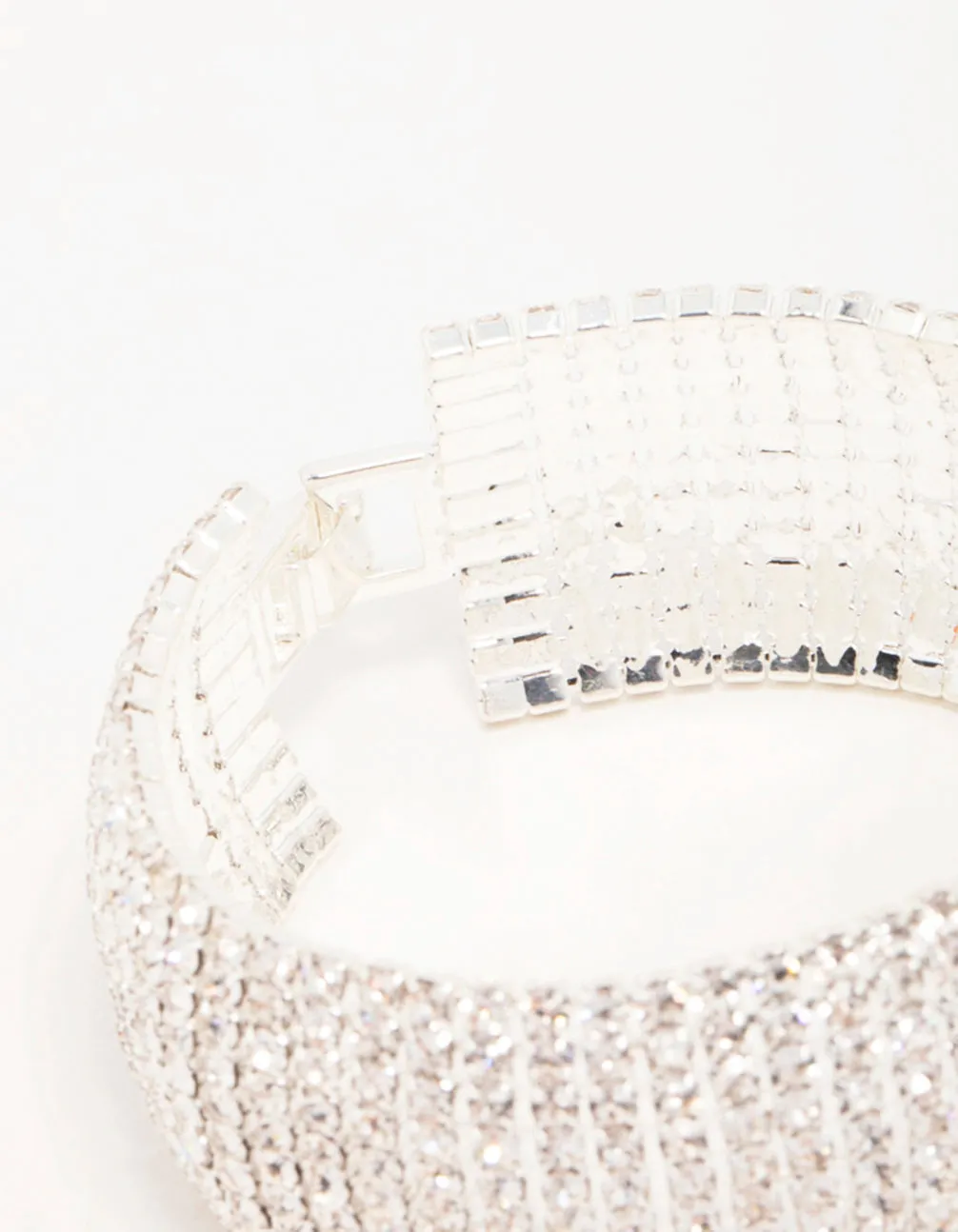 Silver Diamante Thick Cupchain Bracelet
