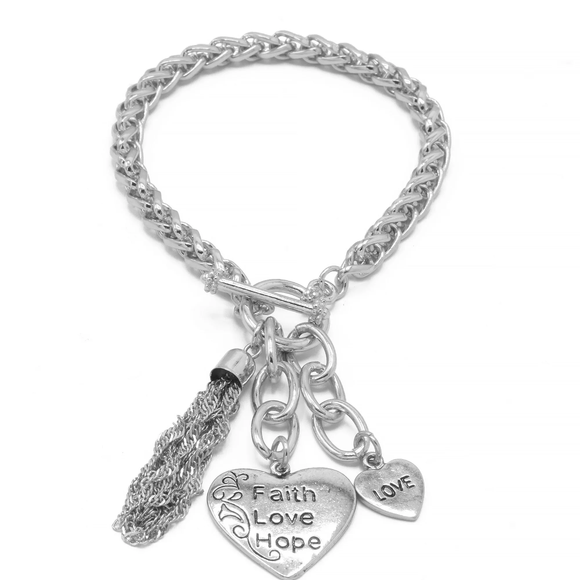 SILVER HEART CHARM BRACELET#FW1203249 (UE4)