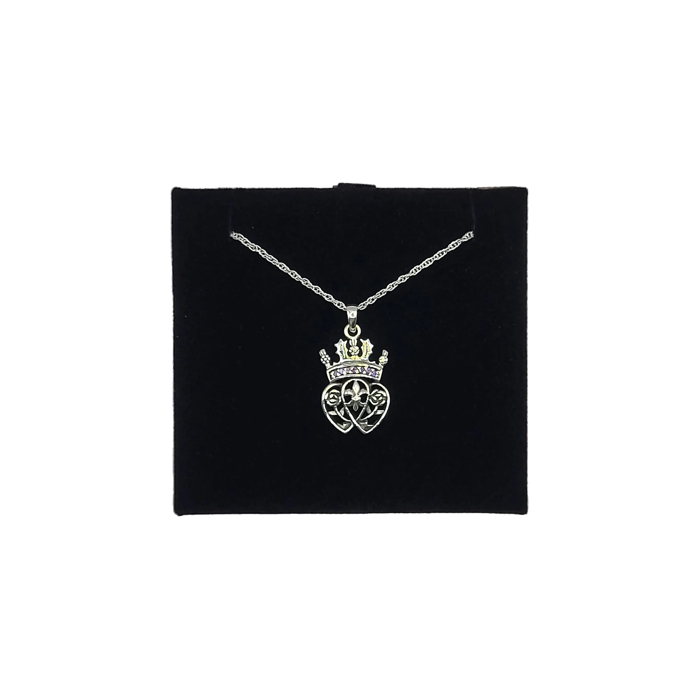 Silver Heart with Crown Pendant