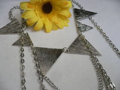 Silver Metal Body Jewelry Multi Chains Spikes Necklace