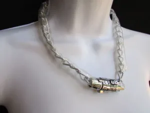 Silver Metal Chains Number Lock Chunky Necklace Biker Style