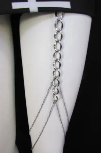 Silver Metal Thick Chains Thigh Leg Garter Long Tassel Body Jewelry