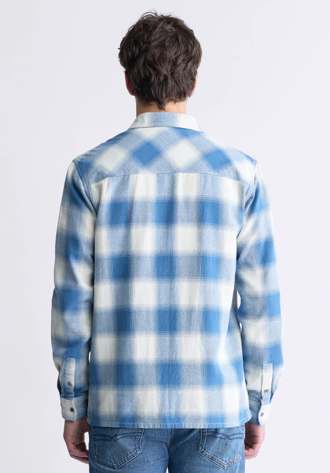 Sinclair Men's Long-Sleeve Plaid Shirt, Blue - BM24428