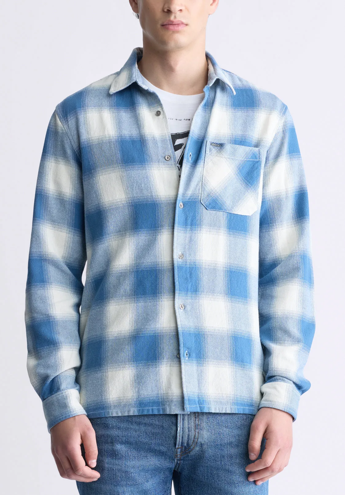 Sinclair Men's Long-Sleeve Plaid Shirt, Blue - BM24428